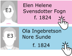 Ola Ingebretson Nore Sunde f. 1824 E3 Elen Helene Svensdotter Fogn f. 1824 E3