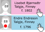 Endre Endreson Talgje, Finny  f. 1796 E8 Lisebet Bjrnsdtr Talgje, Finny f. 1802 E8