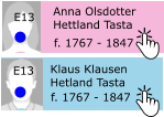 Klaus Klausen Hetland Tasta f. 1767 - 1847 E13 Anna Olsdotter Hettland Tasta f. 1767 - 1847 E13