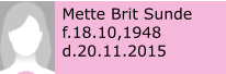 Mette Brit Sunde f.18.10,1948 d.20.11.2015